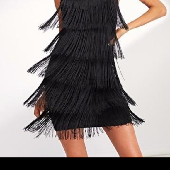 Black mini Flapper Dress Large Wiggle Fancy - Picture 1 of 12